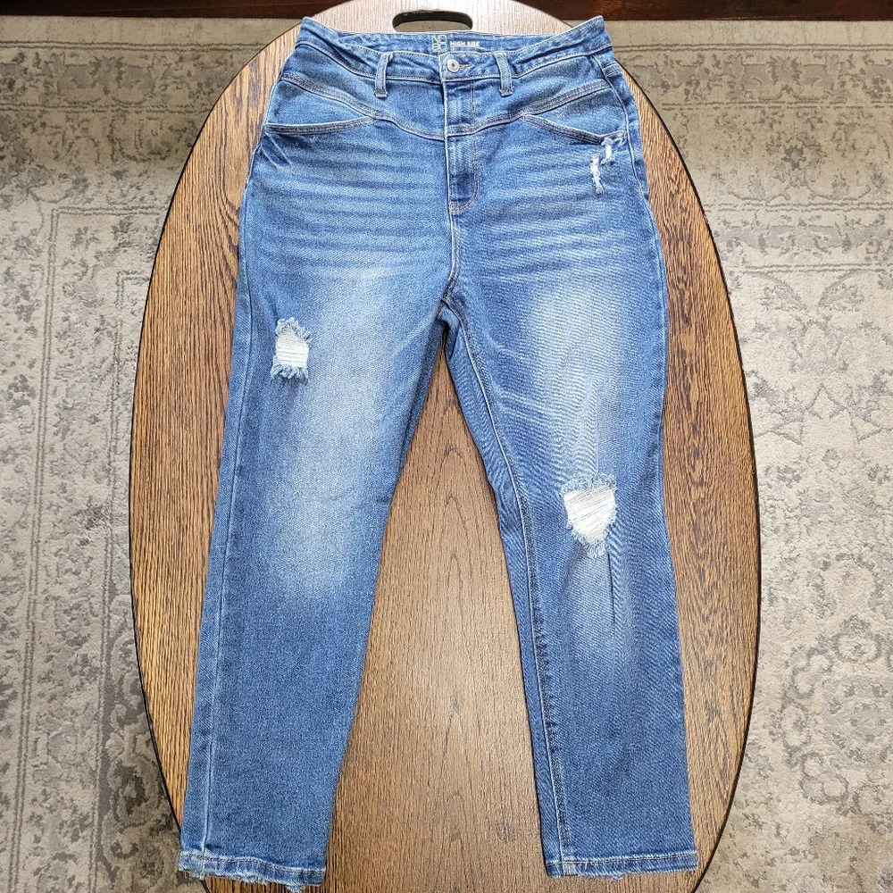 NOBO High Rise Distressed Medium Wash Jeans Size Junior's 15